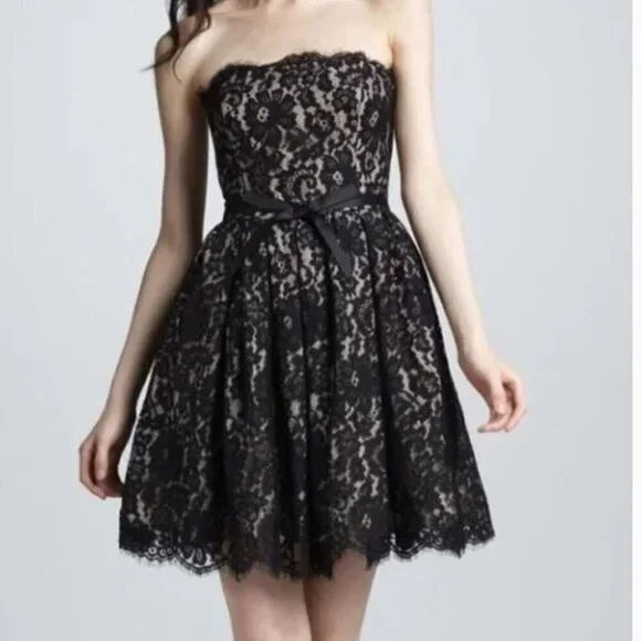 Robert Rodriguez Neiman Marcus Target Black Lace Strapless Cocktail Dress Size 6 - Picture 1 of 14